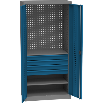 Universal Workshop Cabinet w/ DVB perforation, 4 drawers, 2 shelves