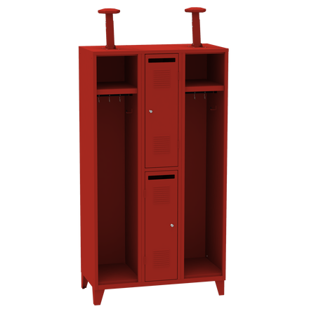 Dvouoddílová kovová šatní skříň pro hasiče Dvouoddílová kovová šatní skříň pro hasiče