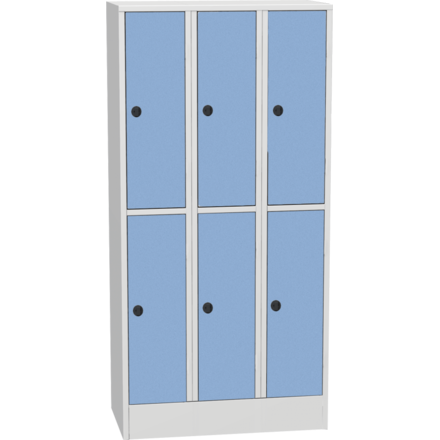 Horizontally divided steel locker with compact laminate doors