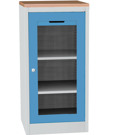 Workshop tool cupboard with beech worktop