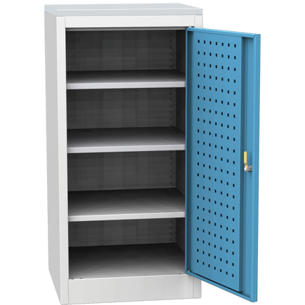Werkstatt-Werkzeugschrank mit oberer Laminatplatte – 1 Tür, 3 Einlegeböden