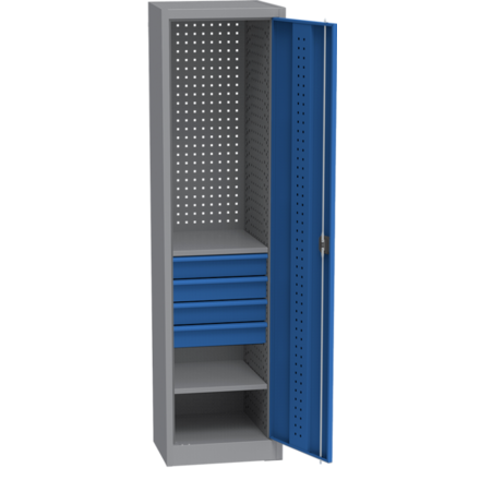 Universal Workshop Cabinet (505 mm) w/ DVB perforation, 4 drawers, 2 shelves