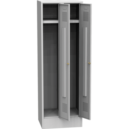 Třídvéřová kovová šatní skříň s kompaktními laminátovými dveřmi