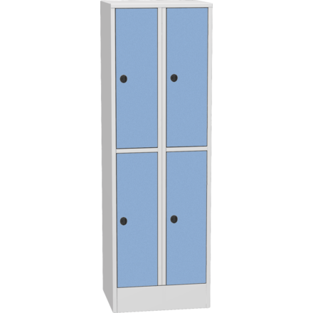 Horizontally divided steel locker with compact laminate doors