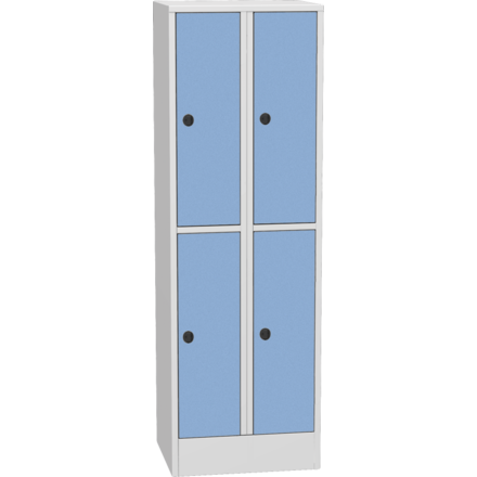 Horizontálně dělená šatní skříň s kompaktními laminátovými dveřmi
