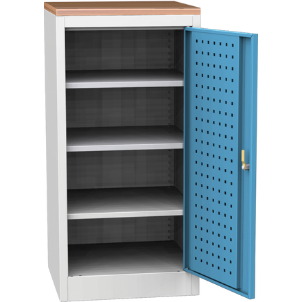 Workshop tool cupboard with beech worktop
