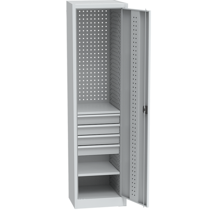 Universal Workshop Cabinet (505 mm) w/ DVB perforation, 4 drawers, 2 shelves