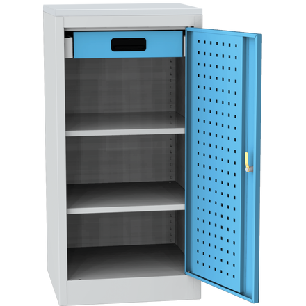 Mobiler Werkstatt-Werkzeugschrank mit integriertem Schreibtisch - 2 Einlegeböden, 1 Schublade