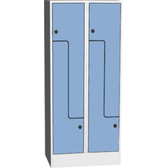 Space-saving metal “Z” locker with compact laminate doors