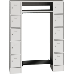 Open locker unit with side compartments