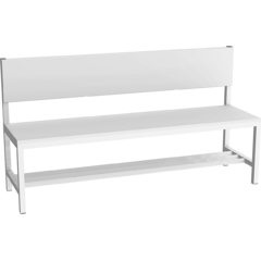 Locker room bench with backrest