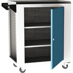 Mobile assembly trolley SVL series – 1 door, 2 shelves