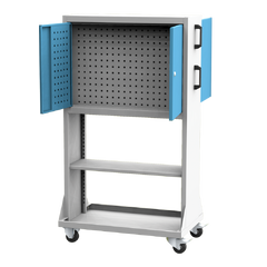 Fahrbare Lochwand für Werkzeuge mit zwei abschließbaren Fächern