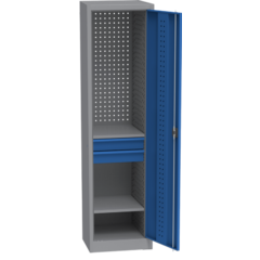 Armoire d'atelier universelle (505 mm) avec perforation DVB, 2 tiroirs, 2 étagères
