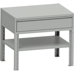 Base frame for MMS VARIO series workbenches w/ 1 drawer, 1 shelf