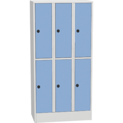 Horizontally divided steel locker with compact laminate doors