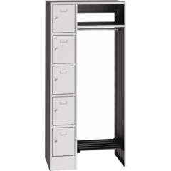 Open locker unit with side compartments