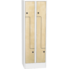 Space-saving metal “Z” locker with compact laminate doors