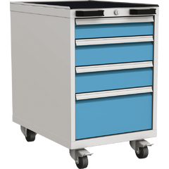 Mobile container with 4 drawers