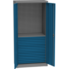 Armoire d'atelier universel avec perforation DVB, 8 tiroirs, 1 étagère