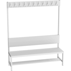 Locker room bench with coat rack