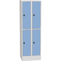 Horizontally divided steel locker with compact laminate doors
