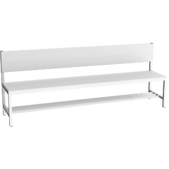 Locker room bench with backrest