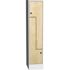 Space-saving metal “Z” locker with compact laminate doors