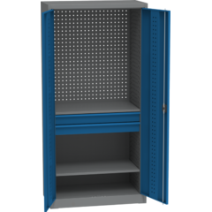 Armoire d'atelier universelle avec perforation DVB, 2 tiroirs, 2 étagères