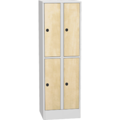 Horizontally divided steel locker with laminate doors