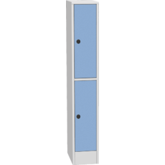 Horizontally divided steel locker with compact laminate doors